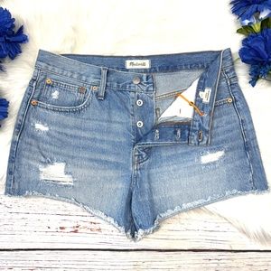 |•MADEWELL•| Relaxed Denim Shorts Button Fly Distressed
